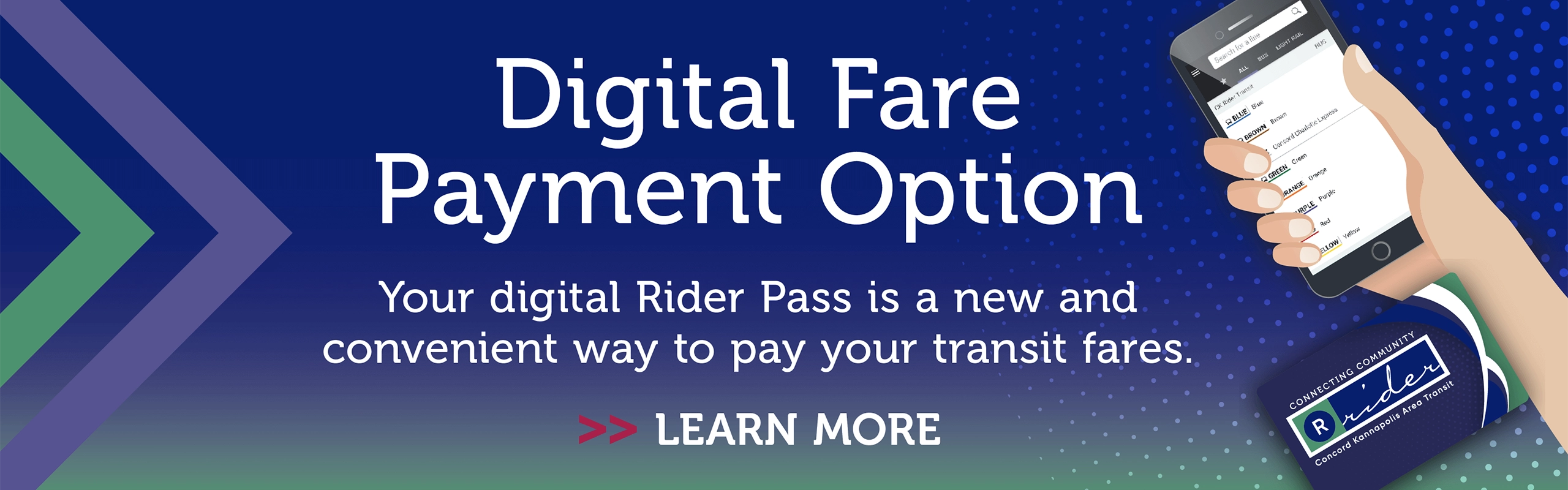Digital fare payment option banner